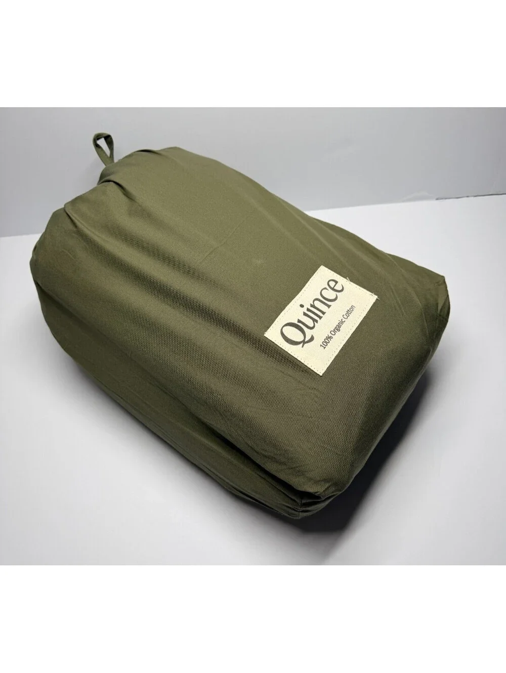 Quince Organic Crisp Percale Duvet Cover Set King Cal King Dusty Olive NWOT